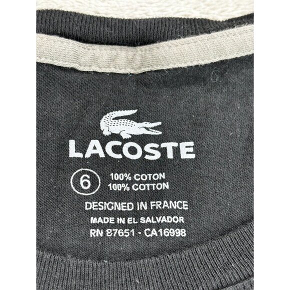 Lacoste Crocodile T-Shirt Mens Black Crewneck Logo 100% Cotton Size 6 - Picture 2 of 7
